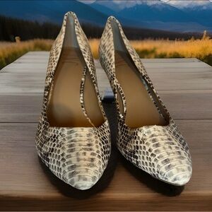 INC Brand Trendy Classic Zitah Natural Snake Print Career Heels Sz 7.5 NWOB